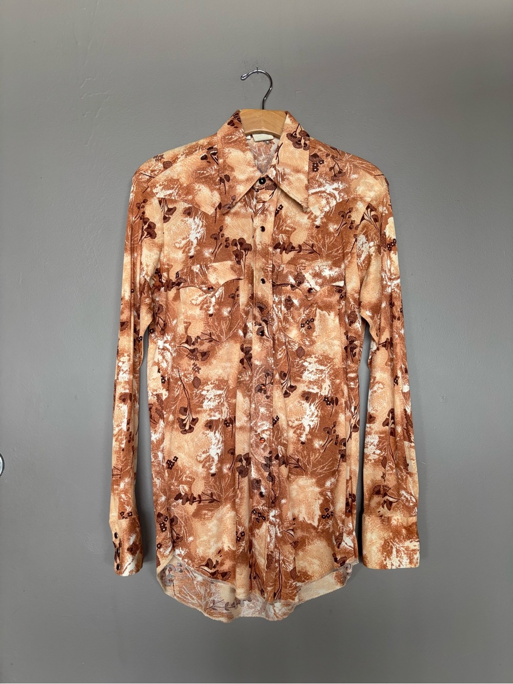 Karma Western Wear Tan and Brown Printed Western Shirt